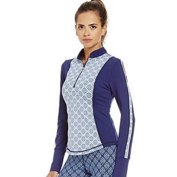 Gianni Bini Active Henley Yoga Top Blue Small - Picture 1 of 8